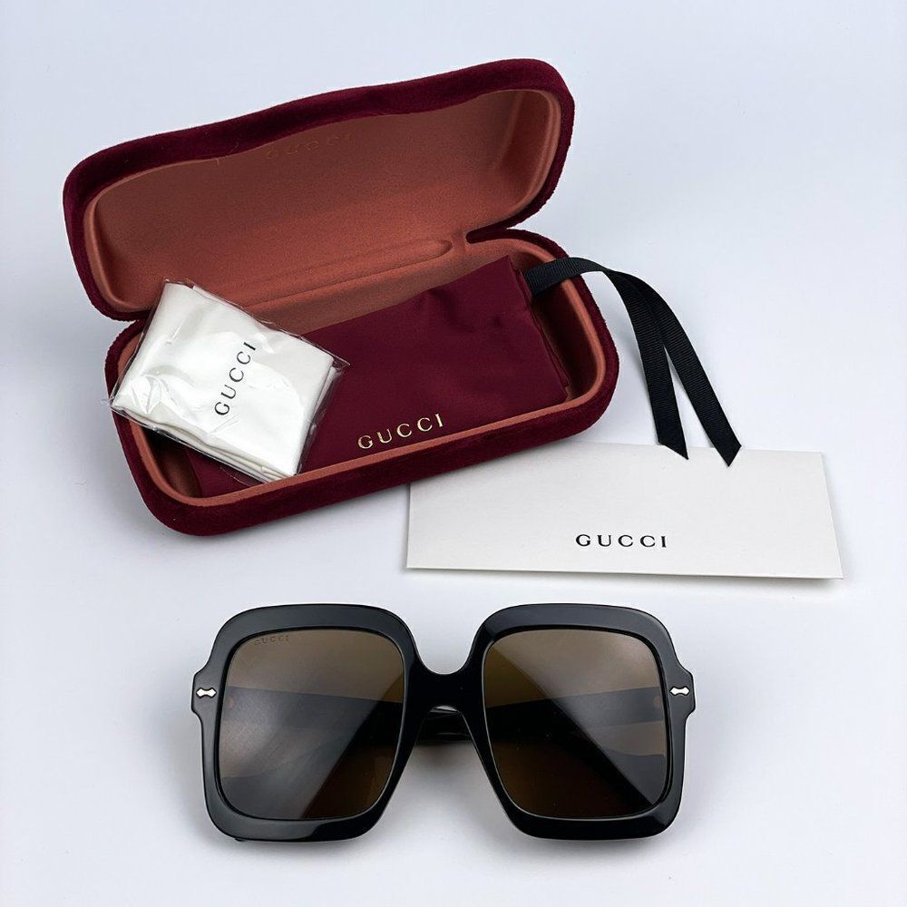 NEW Gucci GG1241S 001 Black Brown Oversized Square Women Sunglasses - Picture 13 of 13